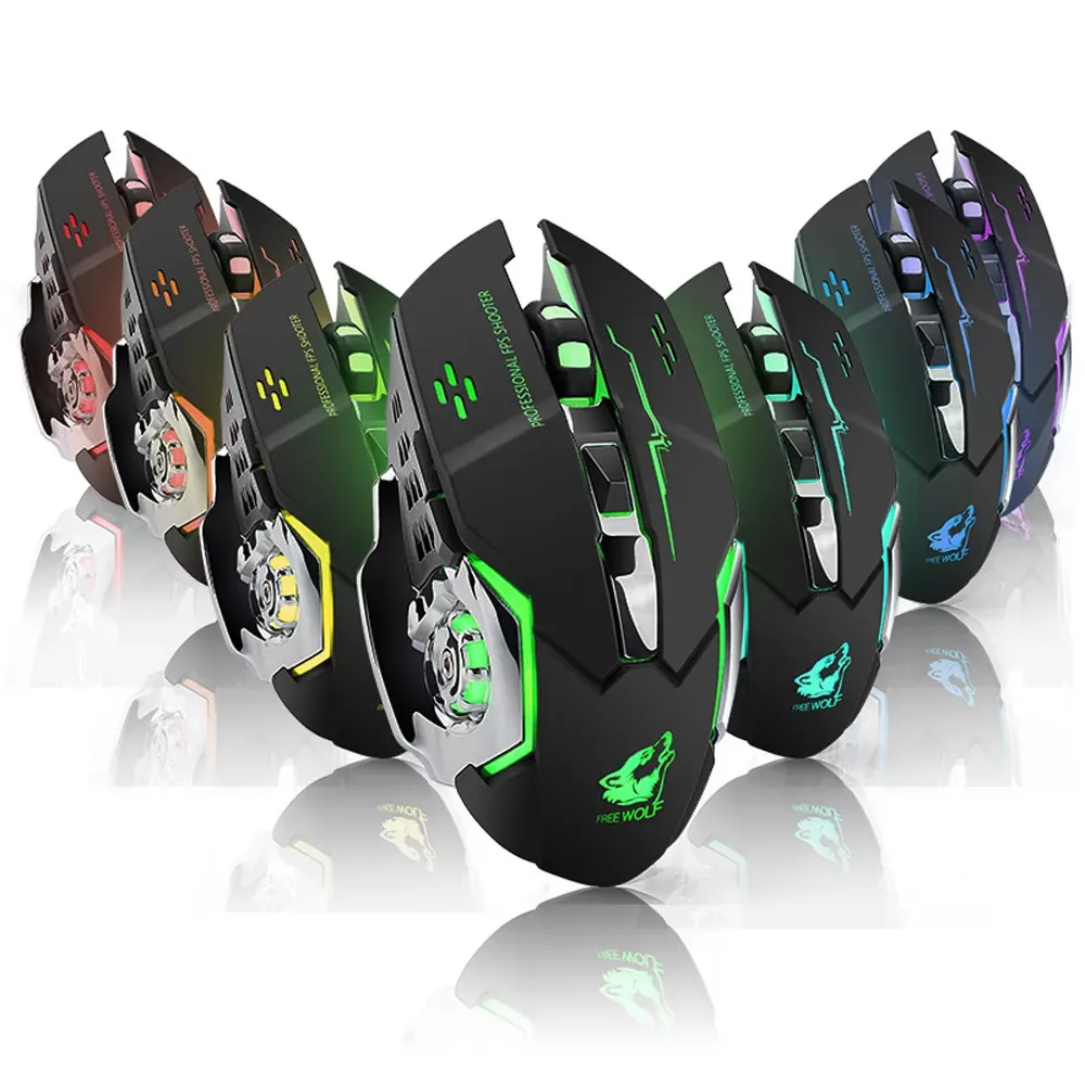 Rechargeable X8 Wireless Silent LED Backlit USB Optical Ergonomic Gaming Mouse Portable Ergonomic Computer Silent PC Laptop