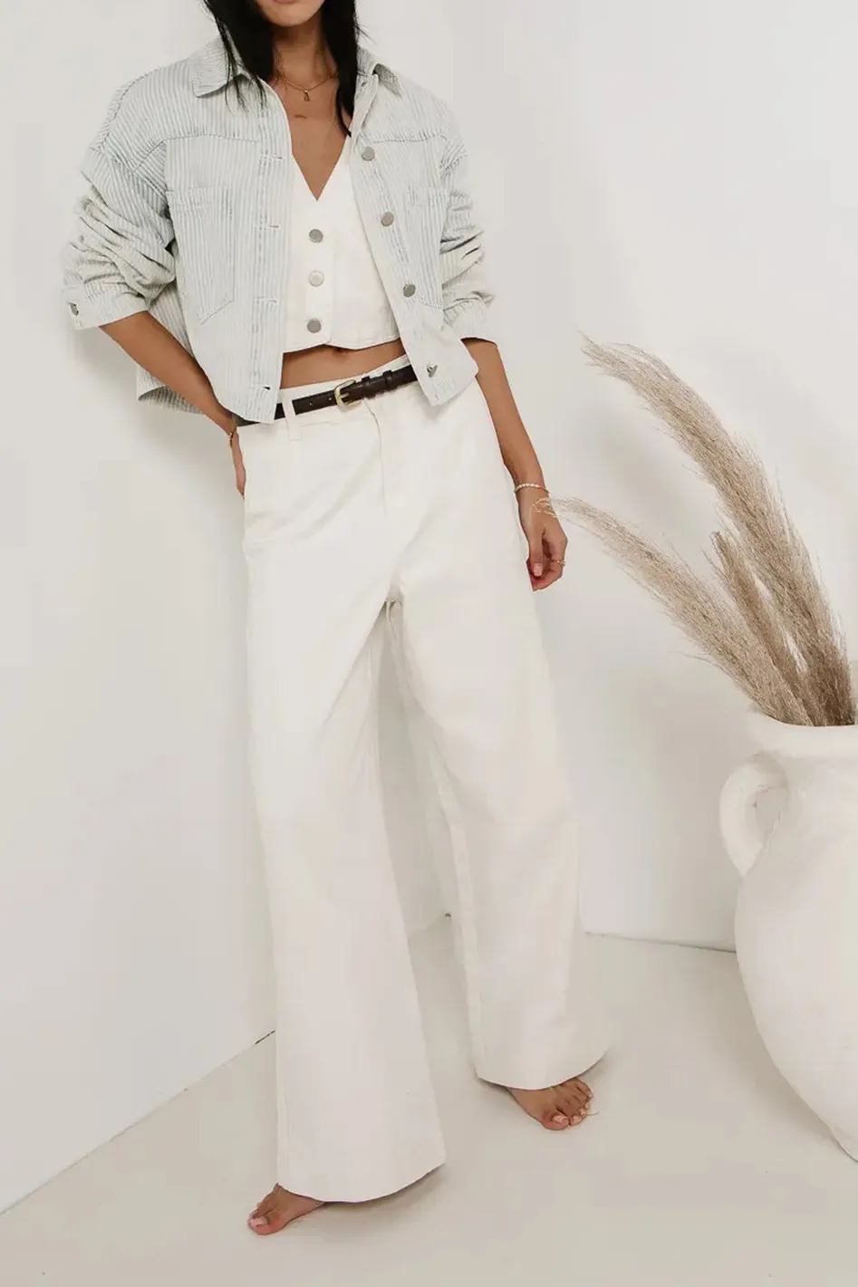 GEORGIA WIDE LEG JEANS IN CREAM