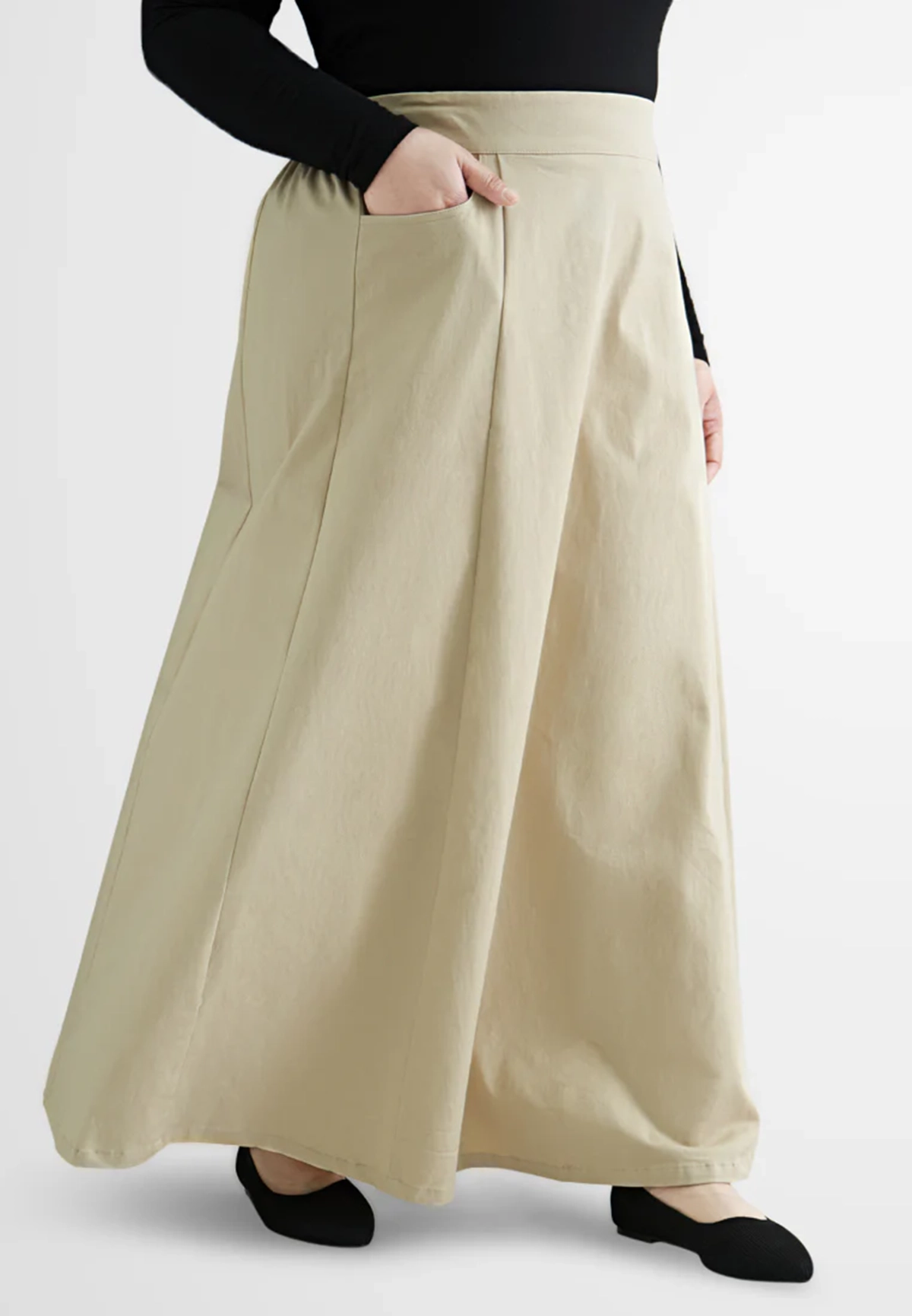 Cotton Stretch A-Line Skirt