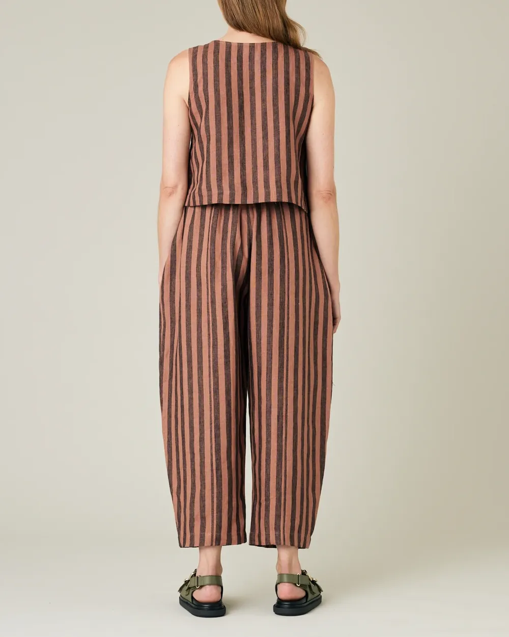 BISCUIT STRIPE LINEN TROUSERS