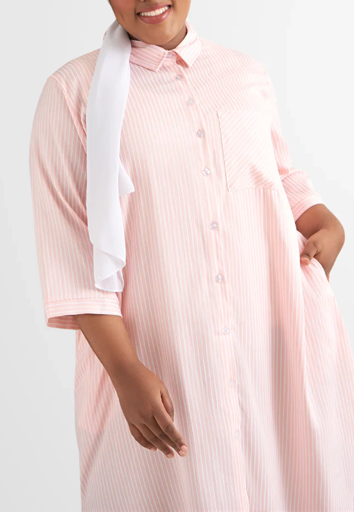 Lapel Button Shirt Dress