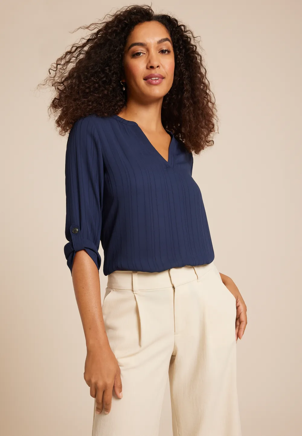 Atwood 3/4 Sleeve Popover Blouse