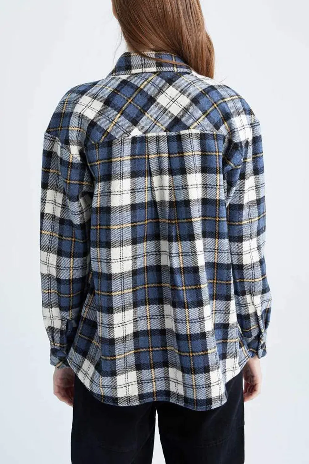 Oversize Fit Shirt Collar Flanel Long Sleeve Shirt