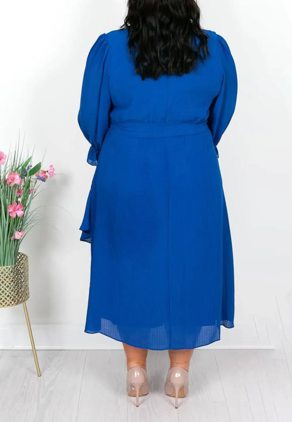 Royal Blue Ruffle Wrap Dress