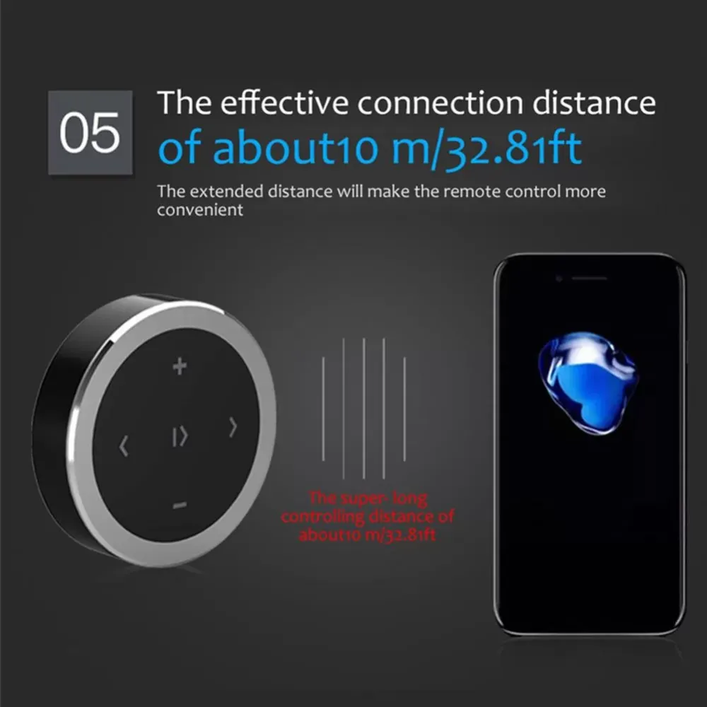 Wireless Blutooth Car Steering Wheel Music Play Receiver Remote Control Blutooth Connection To Mobile Phone or Tablet Function