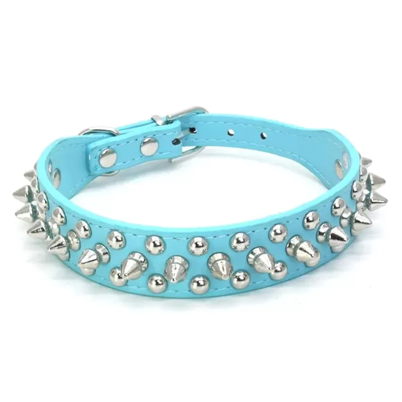 Pet Collars Adjustable Punk Rivet Spiked Studded PU Leather Pet Puppy Dog Collar Neck Straps