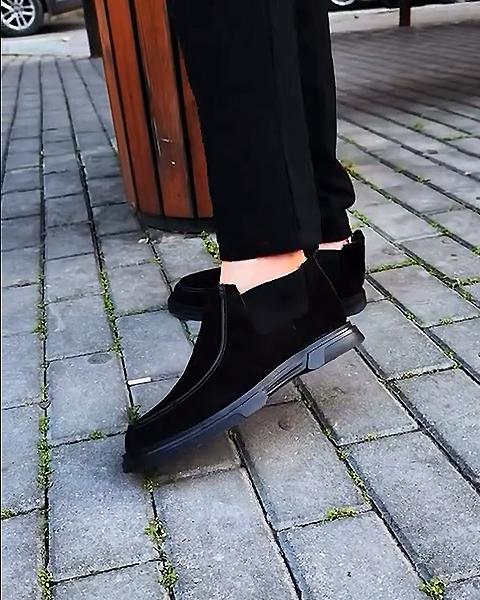 Suede Zip-Up Kangaroo Booties