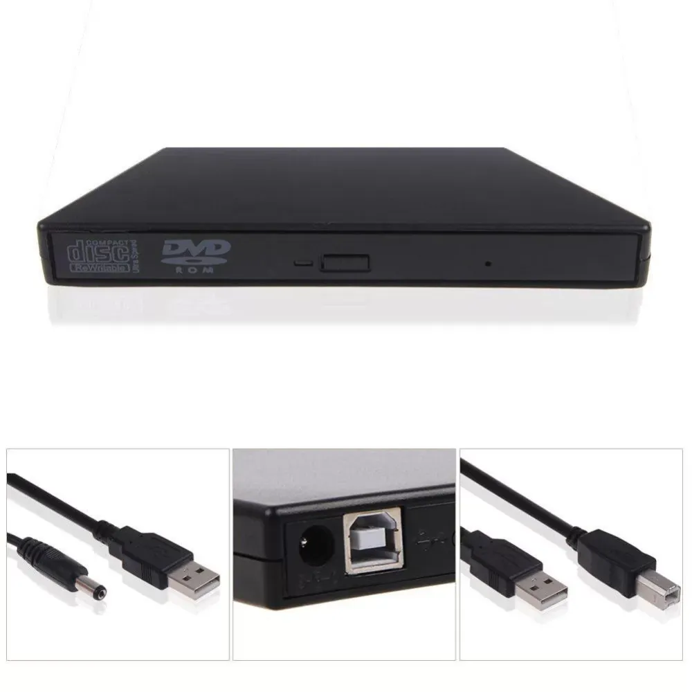 USB 2.0 External DVD ROM Player Reader Combo CDRW burner Drive for Laptop PC