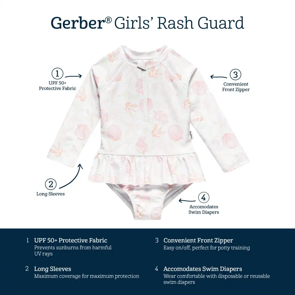 Toddler Girls Shells Rashguard