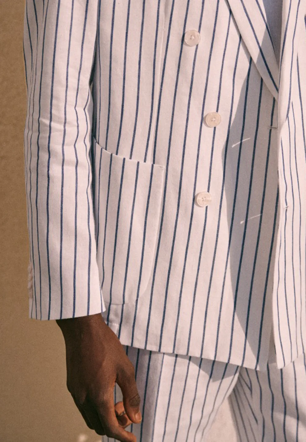 Jody Jacket-Ecru Blue Stripes