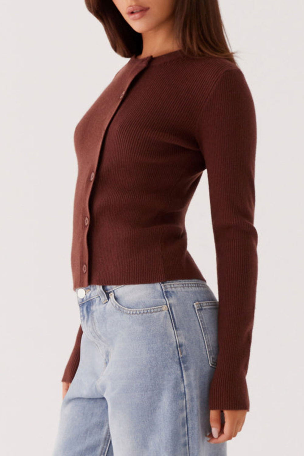 Rubi Knit Long Sleeve Top - Chocolate