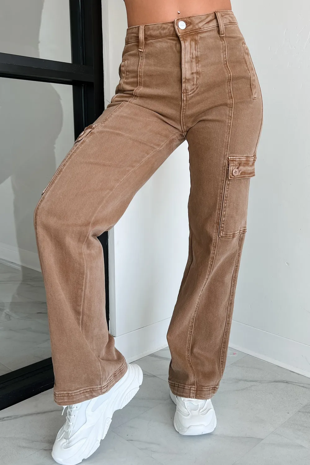 Laith High Rise Wide Leg Risen Cargo Jeans