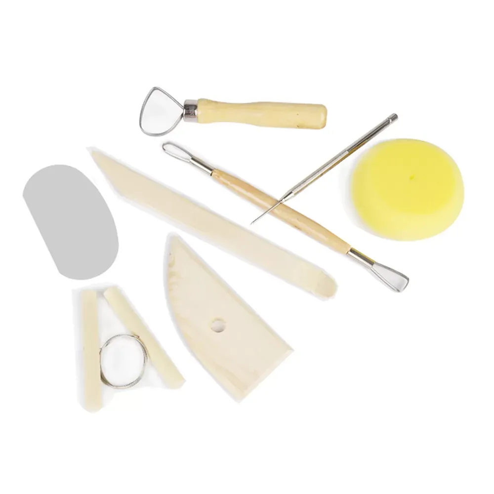 8 Piece Set Clay Ceramics Molding Tools Wood Knife Pottery Tool Kit Practical Handicrafts Wood Knife Sculpture Modelling Kit