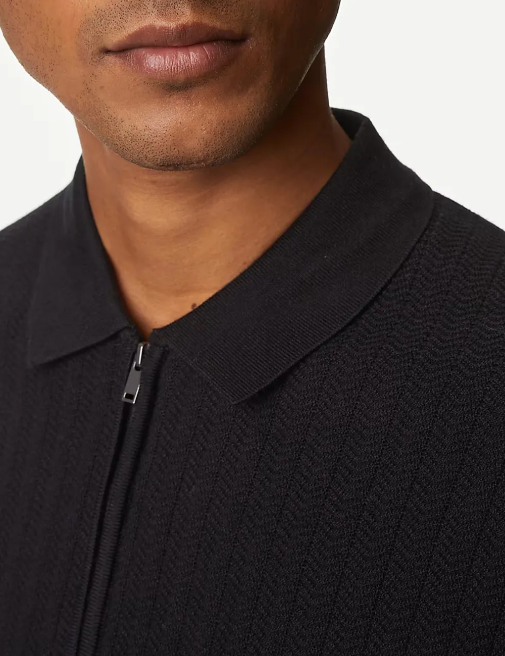 Cotton Rich Textured Knitted Polo Shirt