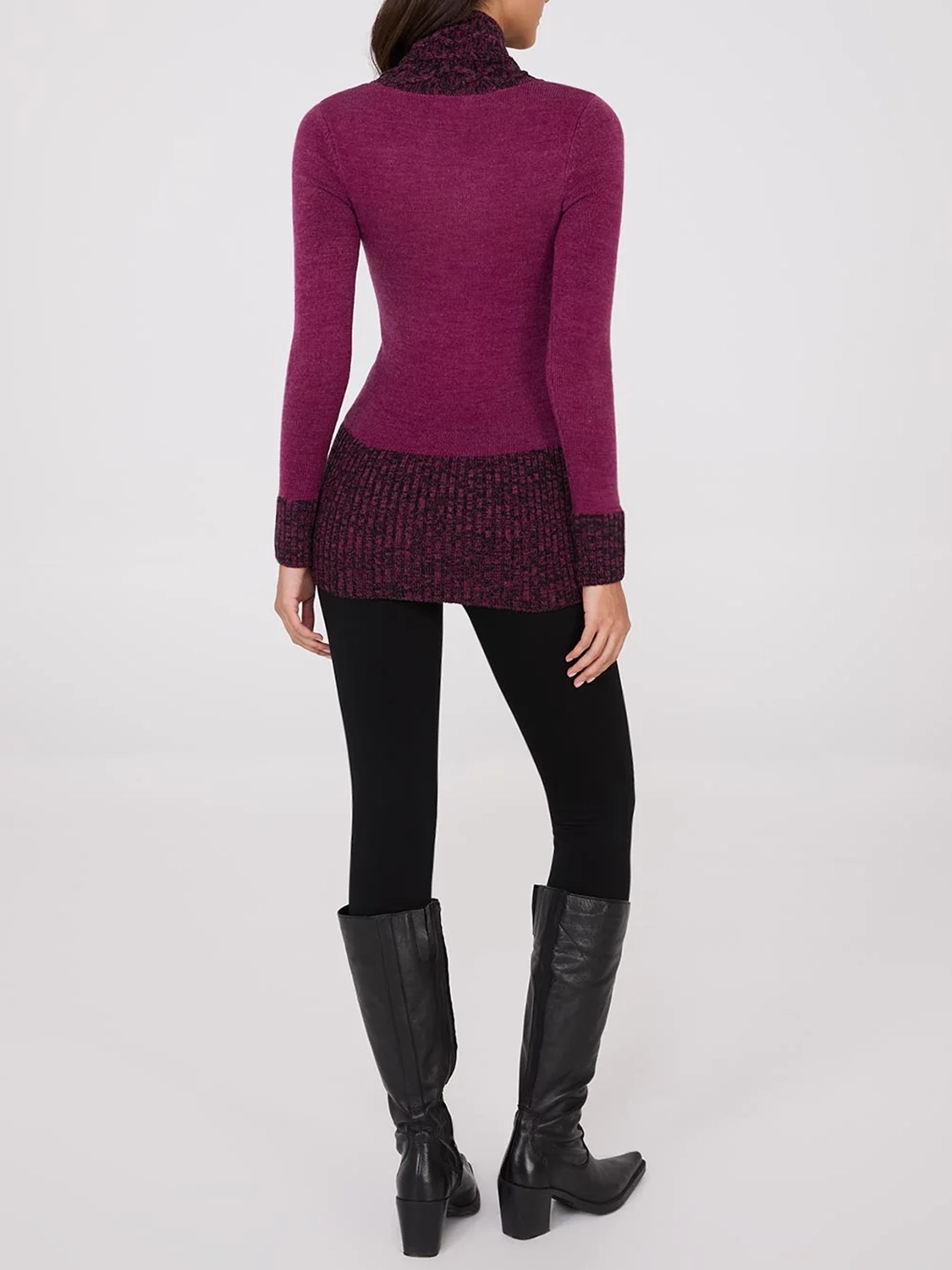 Contrast Cowl Neck Tunic Sweater