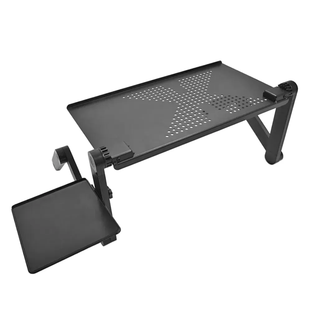 Portable Folding Aluminum Laptop Desk Stand Adjustable Notebook PC Working Table Bracket with Mouse Tray for Bed Sofa Couch