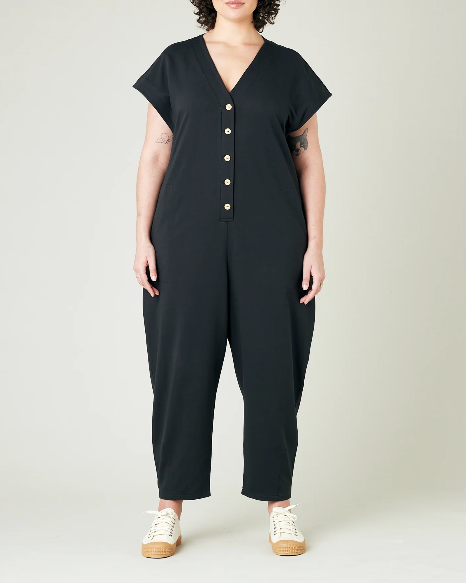 SLATE COTTON JERSEY JUMPSUIT