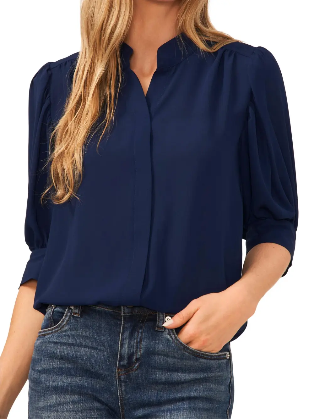 Puff Sleeve Button-Up Shirt