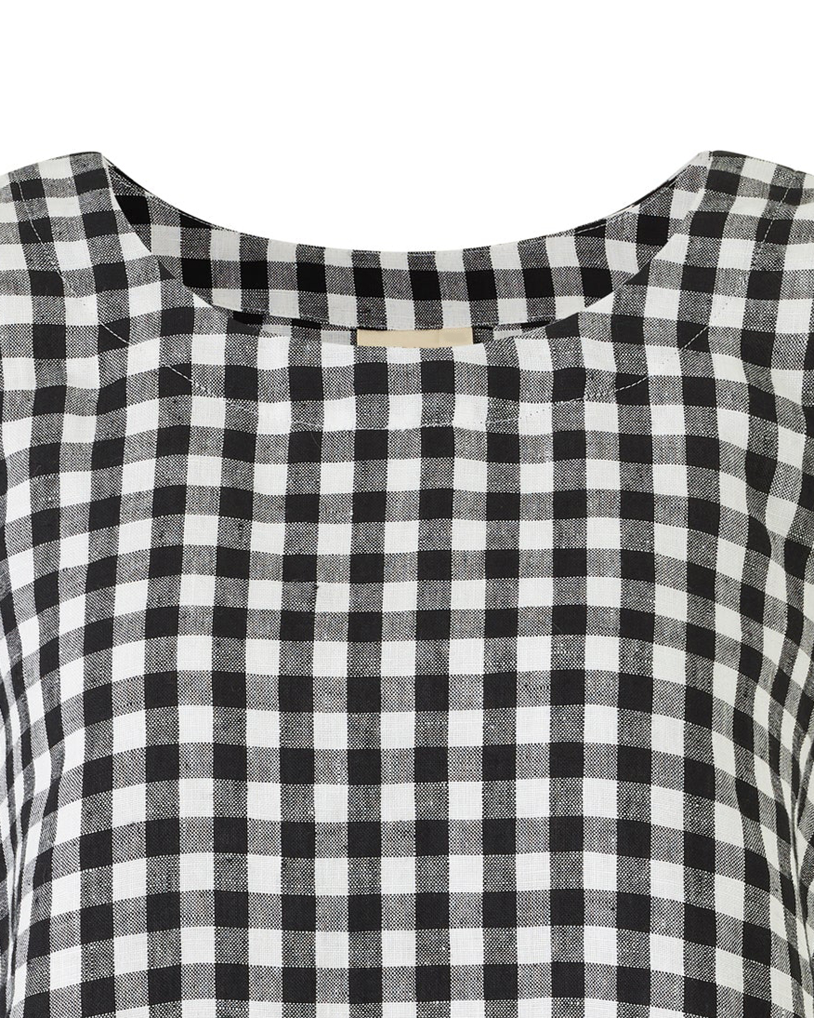 TARA BLACK & WHITE GINGHAM LINEN TOP