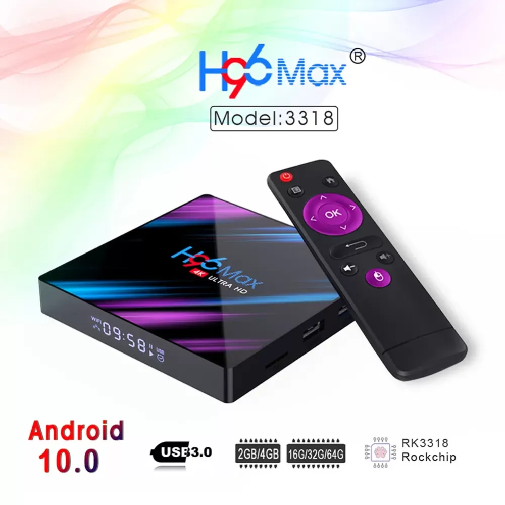 H96 MAX RK3318 Smart TV Box Android 10 4GB 32GB 64GB 4K Youtube MediX Android TV Set Top Box 2GB 16GB