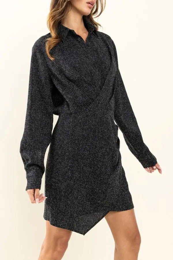 BLACK COLLARED WRAP MINI