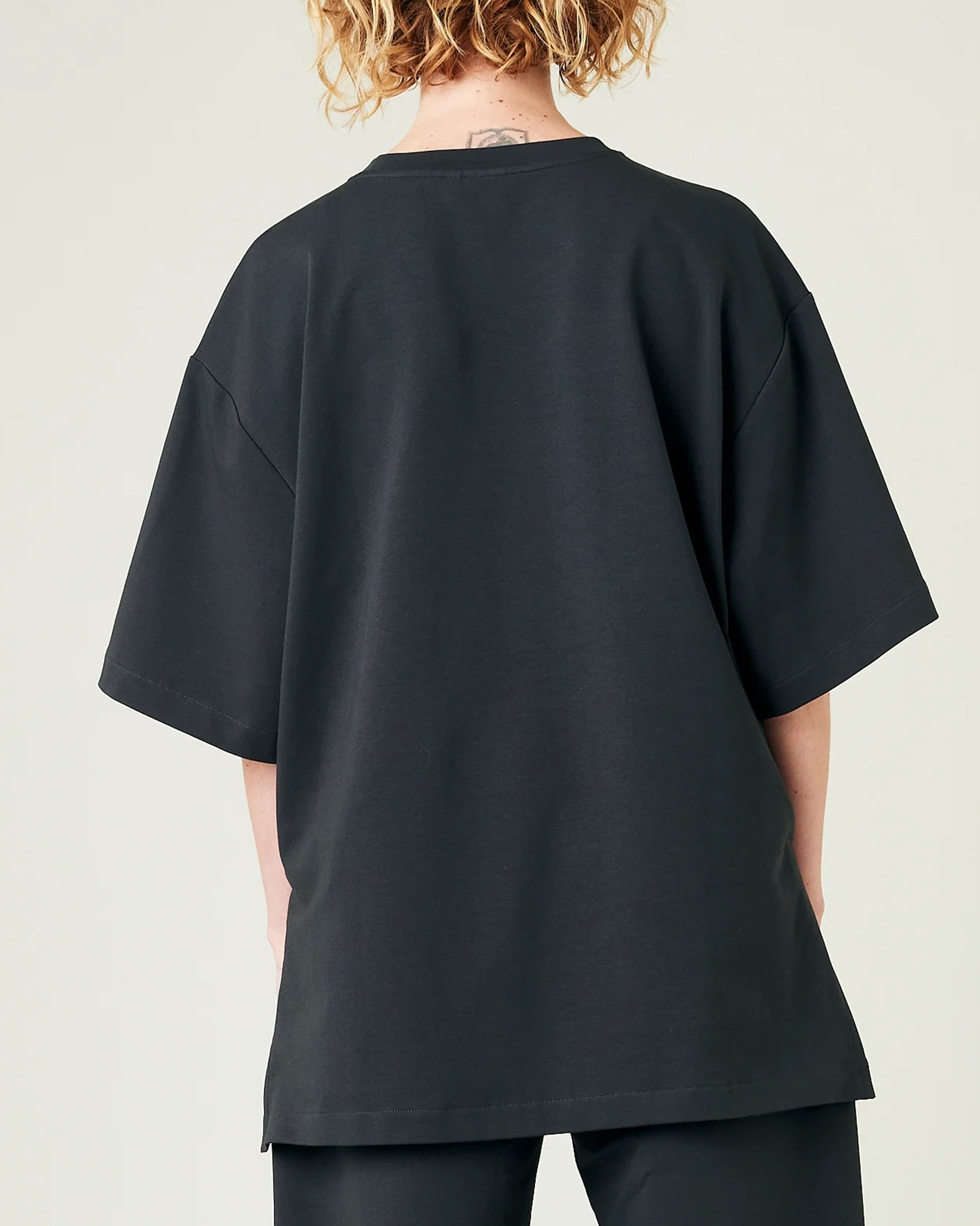 SLATE COTTON JERSEY SHORT DROP SLEEVE TOP