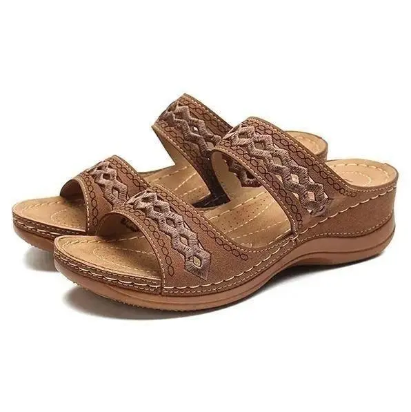 Cilool Premium Faux Leather Embroidery Women Sandals