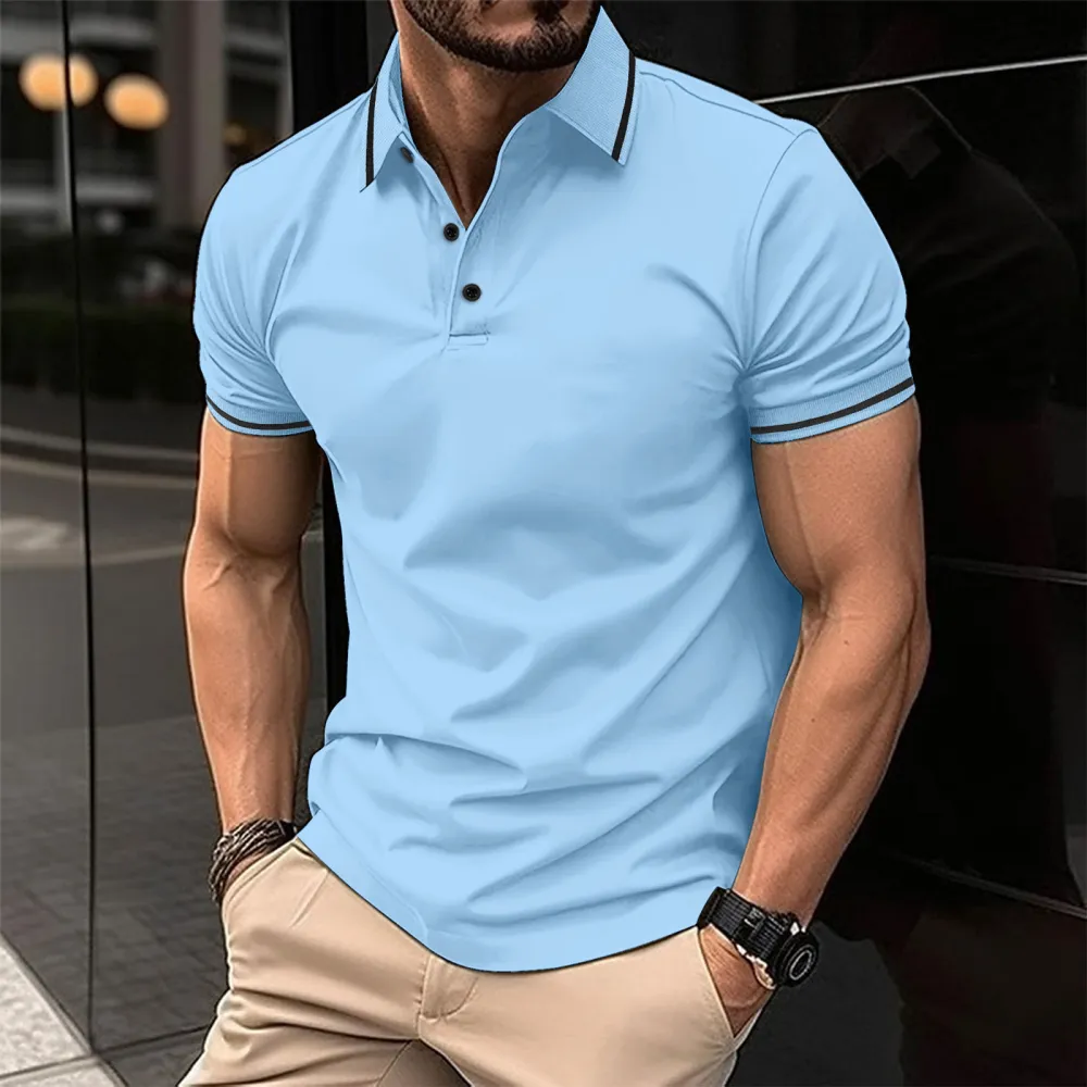 🔥Black Friday Sale 60% OFF🔥 - Men Striped Trim Comfy Breathable Polo Shirt