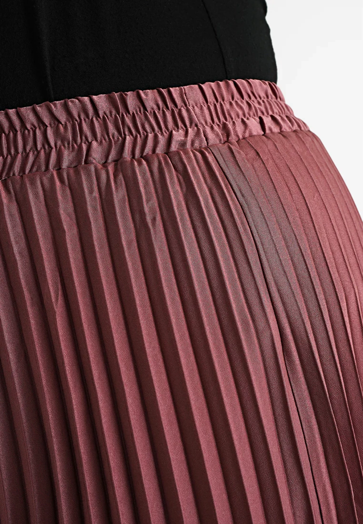 Satin Pleated Flare Skirt