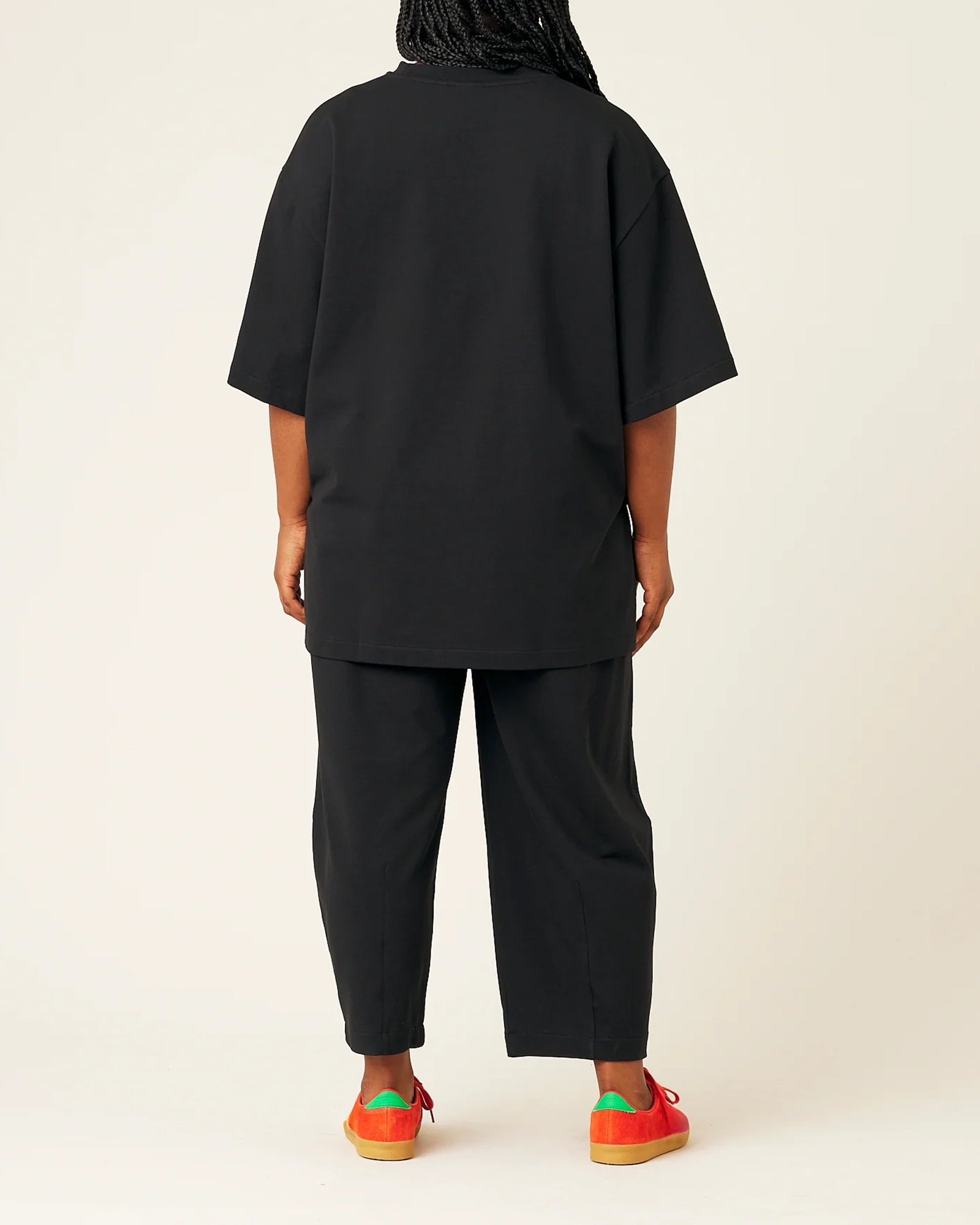 BLACK COTTON JERSEY TROUSERS