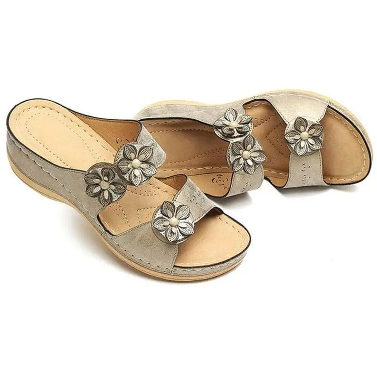 Cilool Premium Handicraft Open Toe Charming Fancy Flower Women Sandals