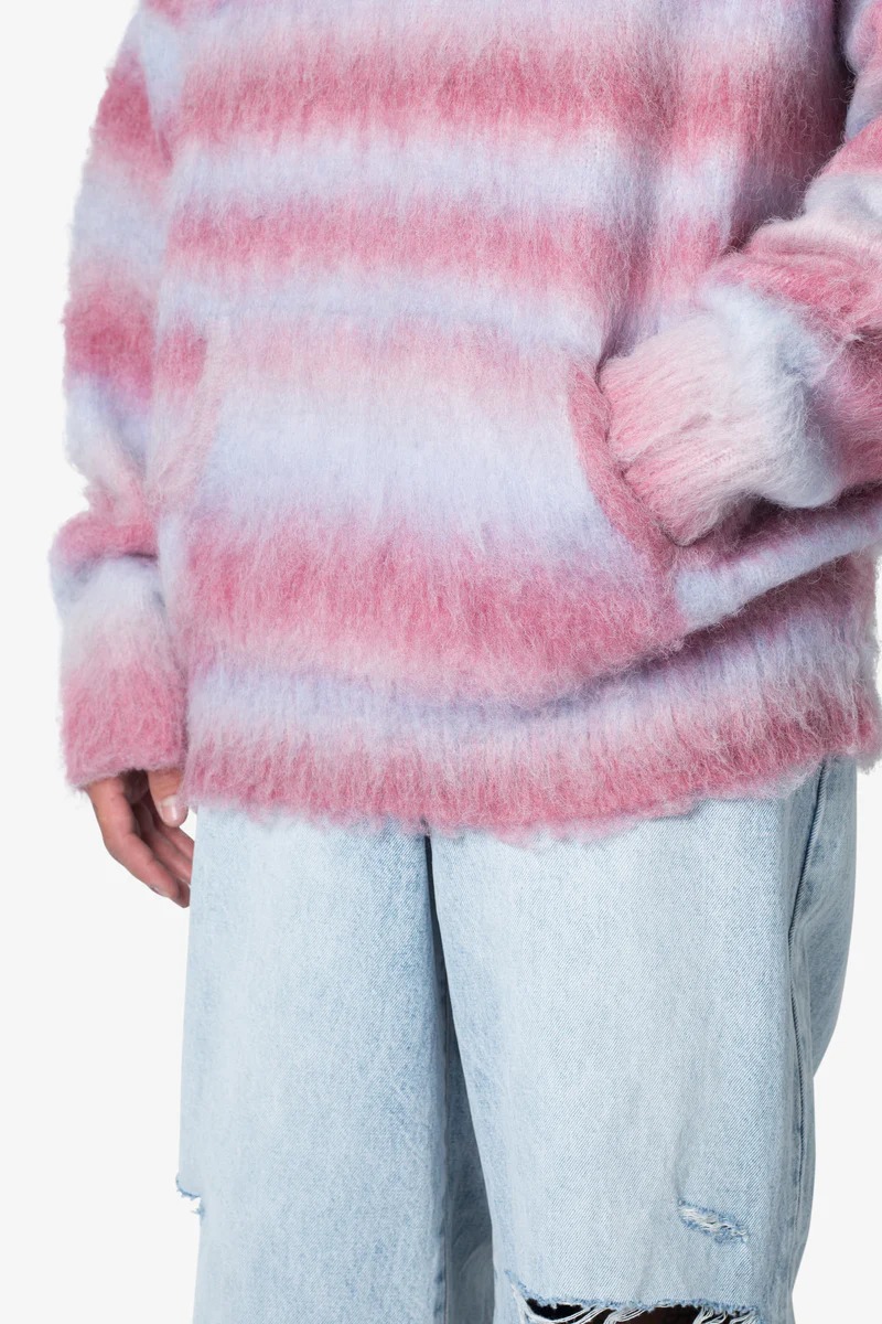 STRIPED MOHAIR HOODIE