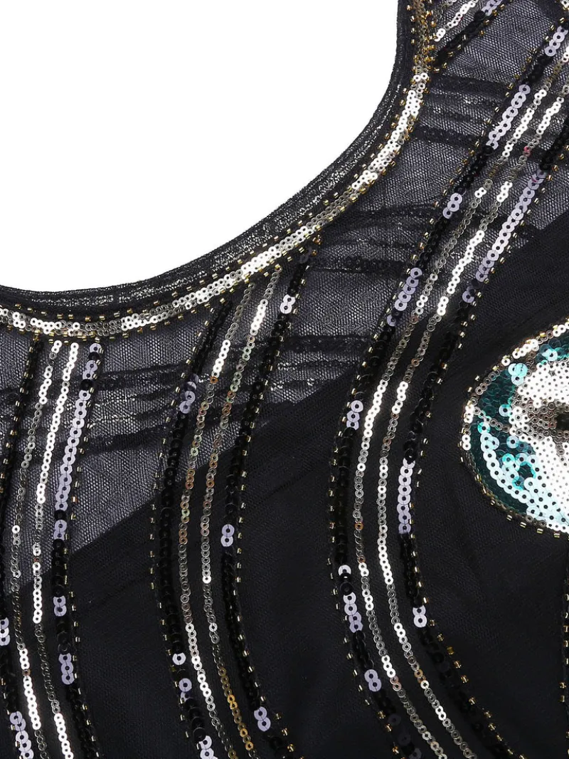 BLACK 1920S SEQUIN FLAPPER DRESS - US ONLY