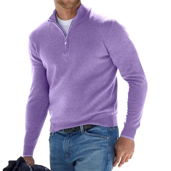 Men's Cashmere Zipper Basic Sweater