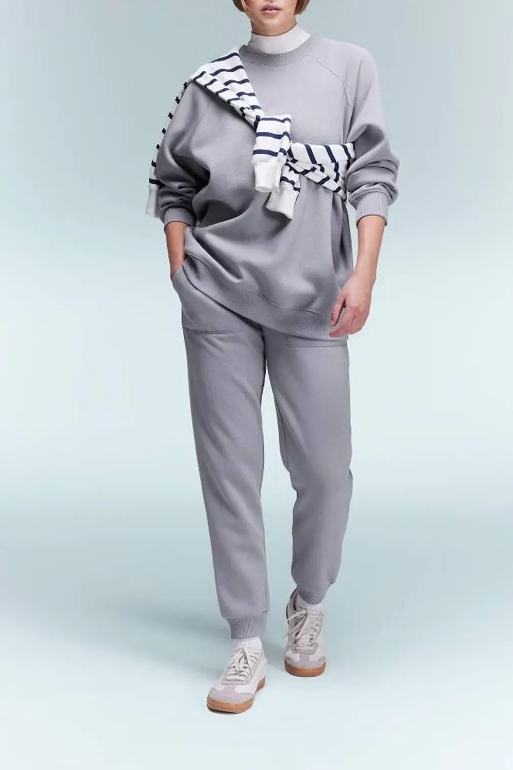 Jogger High Waist Thick Sweatshirt Fabric Trousers