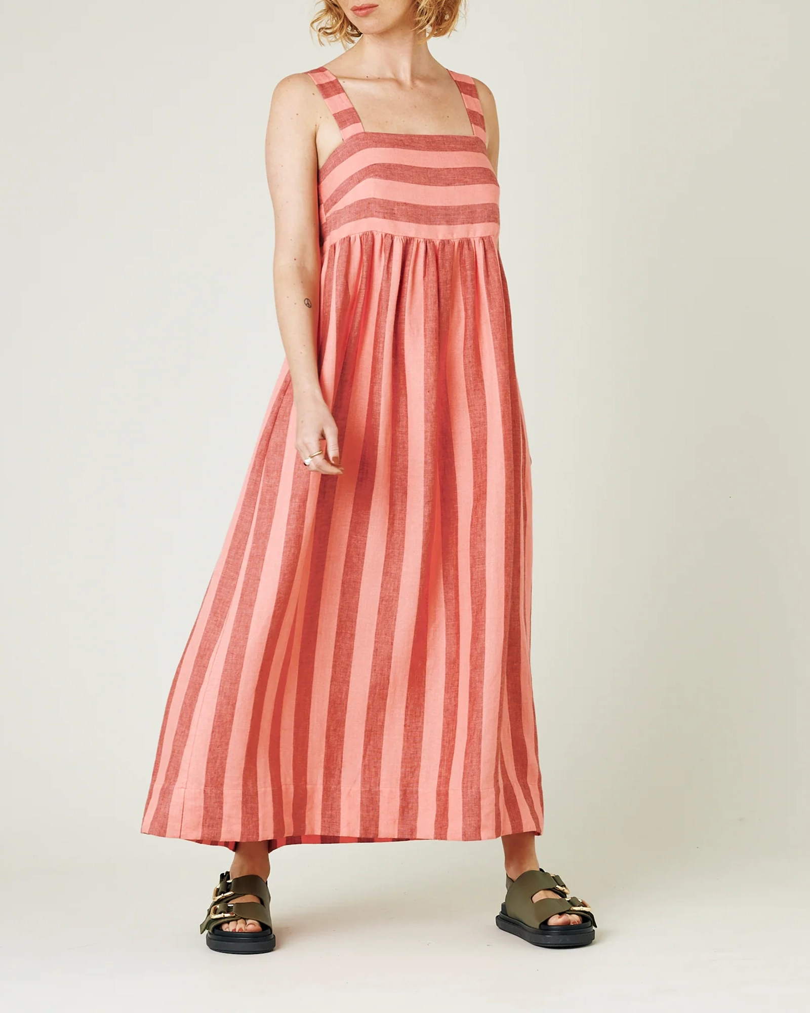 BLUSH STRIPE LINEN DRESS