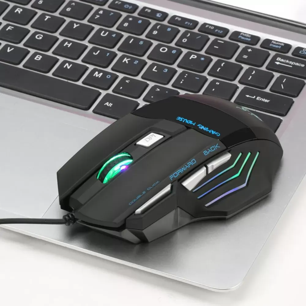 Ergonomic 5500dpi 7-Key programmable professional game mouse, colorful light, suitable for notebook and desktop computers