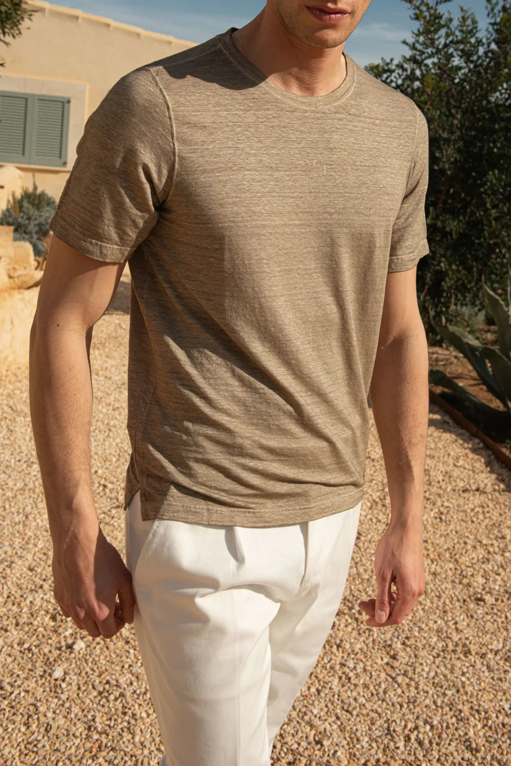 Taupe Linen T-Shirt