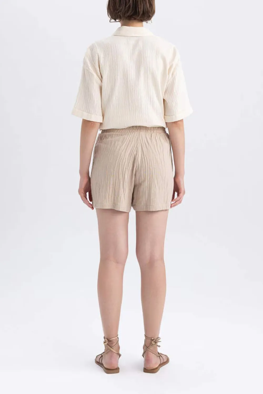 Regular Fit Muslin Normal Waist Shorts