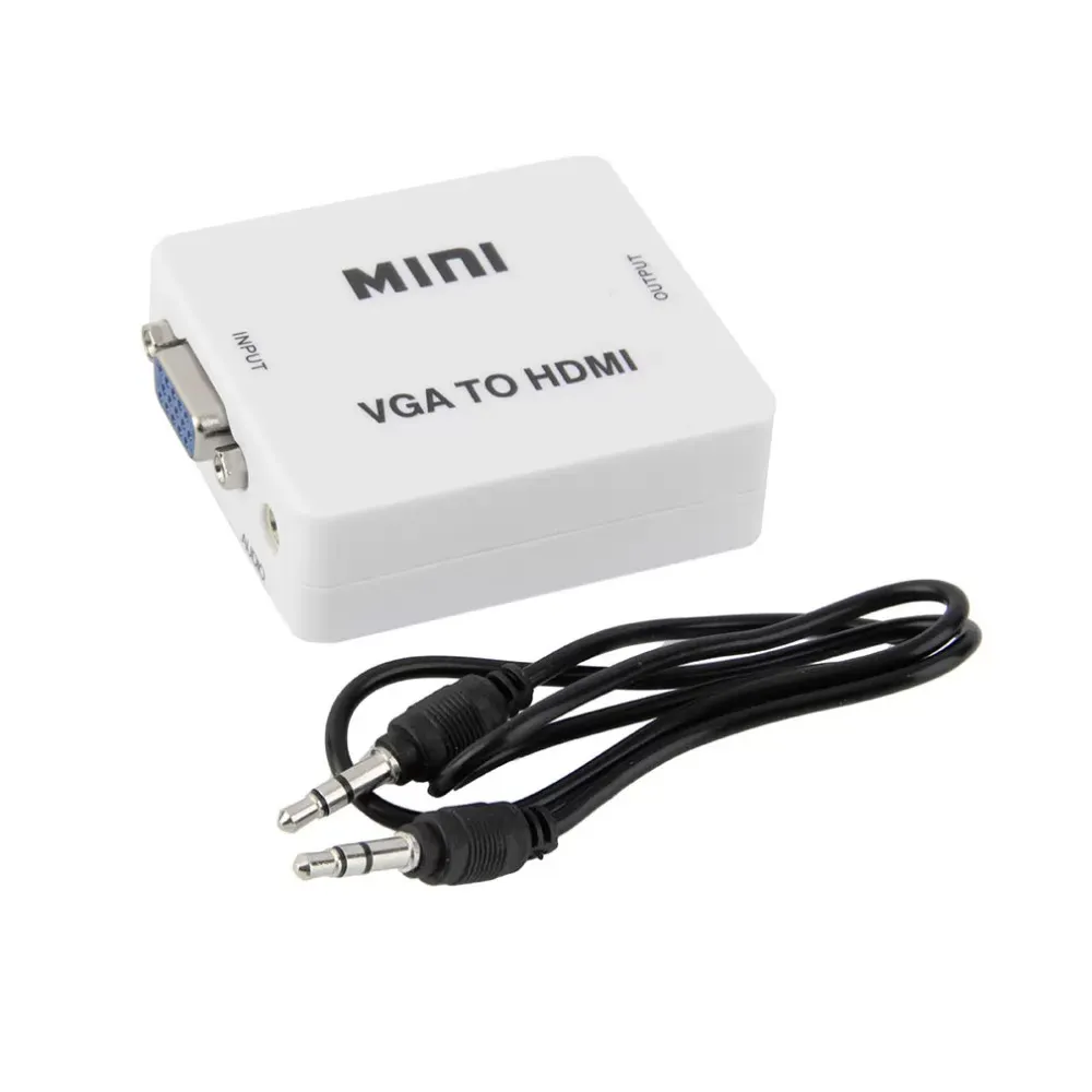 Mini VGA Audio to HDMI Female 1080p Converter Adapter with 3.5mm Audio Cable For PC Laptop DVD VGA to HDMI Wholesale