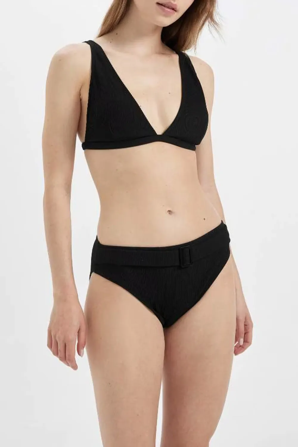 Regular Fit Square Buckle Bikini Bottom