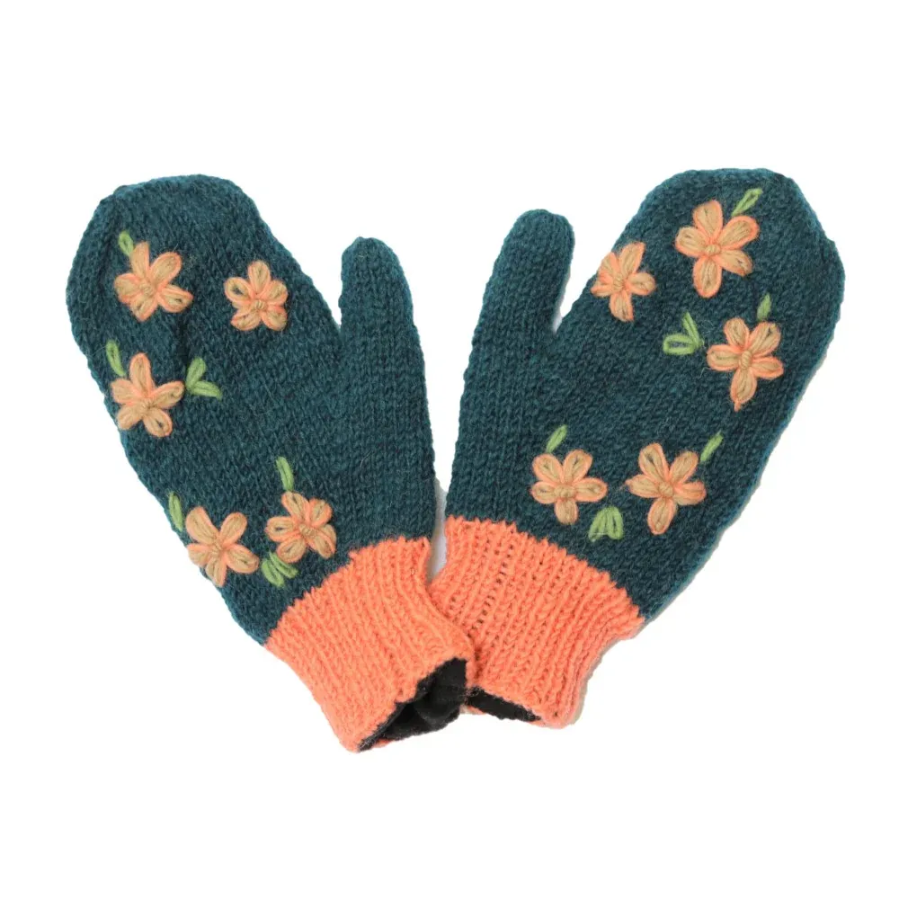 Embroidered Wool Mittens