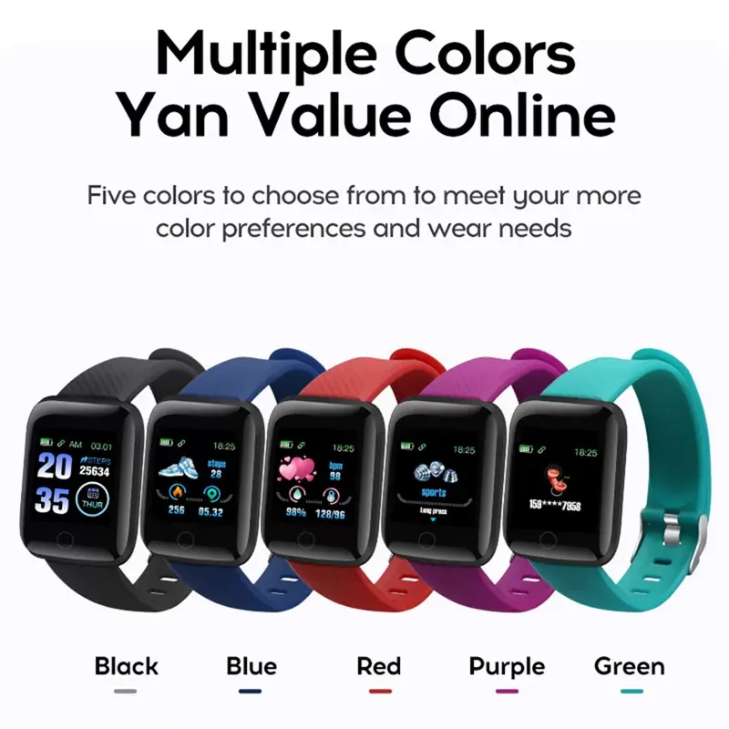 Color Screen ID116 PLUS Smart Bracelet Sports Pedometer Watch Fitness Tracker Heart Rate Pedometer Smart Band