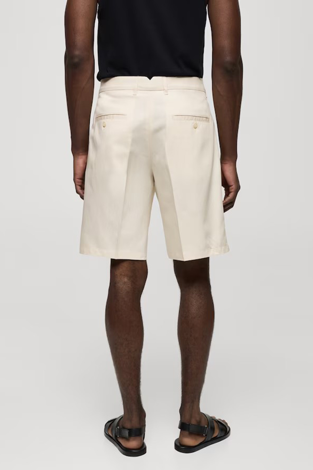 Linen-blend bermuda shorts with pleats