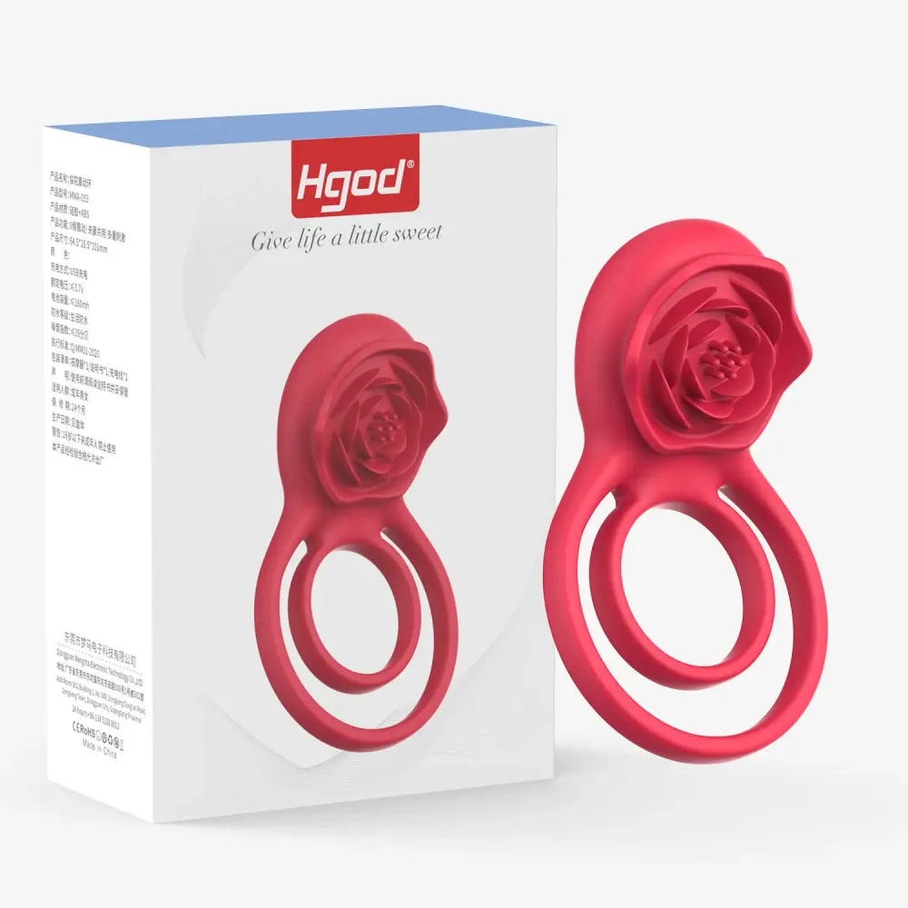 Cock Ring Cock Ring Cock Ring Rose Clitoral Stimulator Cock Ring with 9 Vibrations, Couples Sex Toys Red