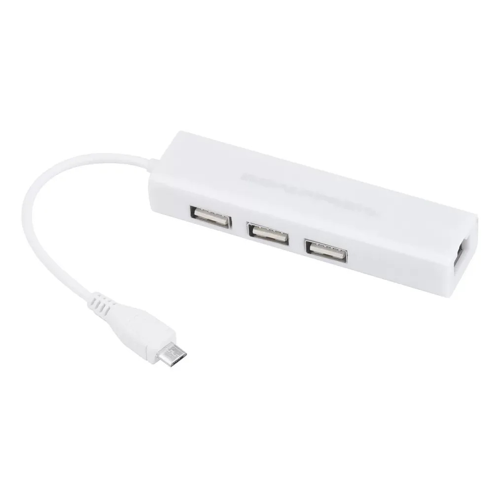 Micro USB to Network LAN Ethernet RJ45 Adapter with 3 Port USB 2.0 HUB Adapter 100Mbps