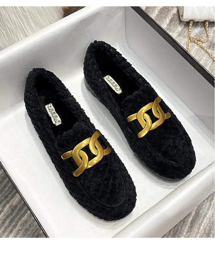 Cilool Furry Flats Loafers Fu65