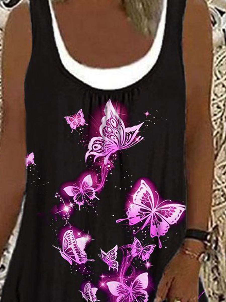 Butterfly print loose dress