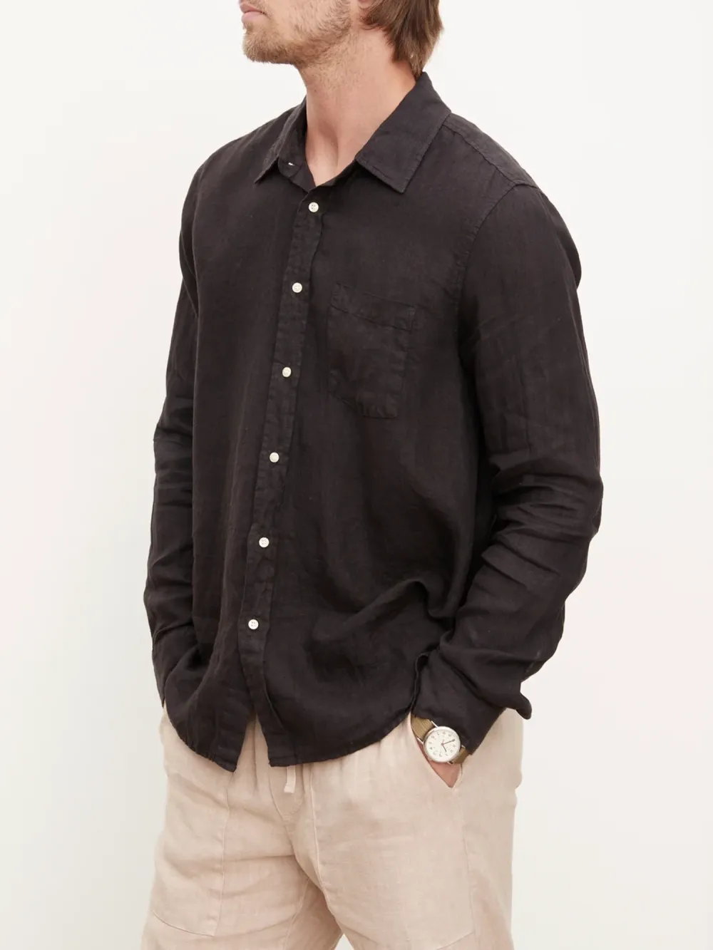 Lapel Neck Solid Casual Shirts