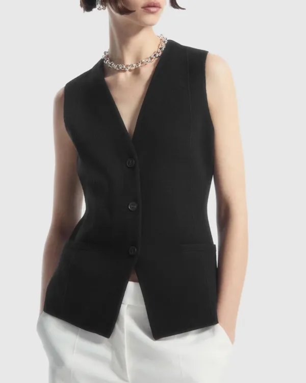 Longline Knitted Wool Waistcoat